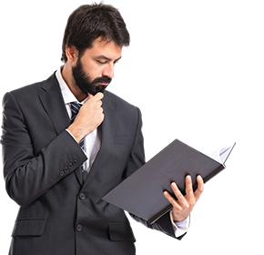 PMP student looking at a folder
