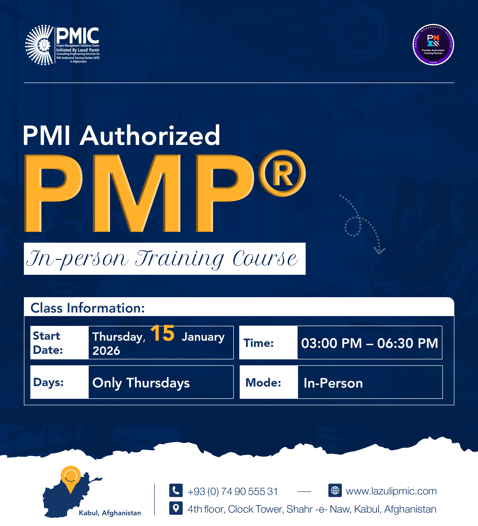 PMI Authorized PMP® In-Person Training – Kabul