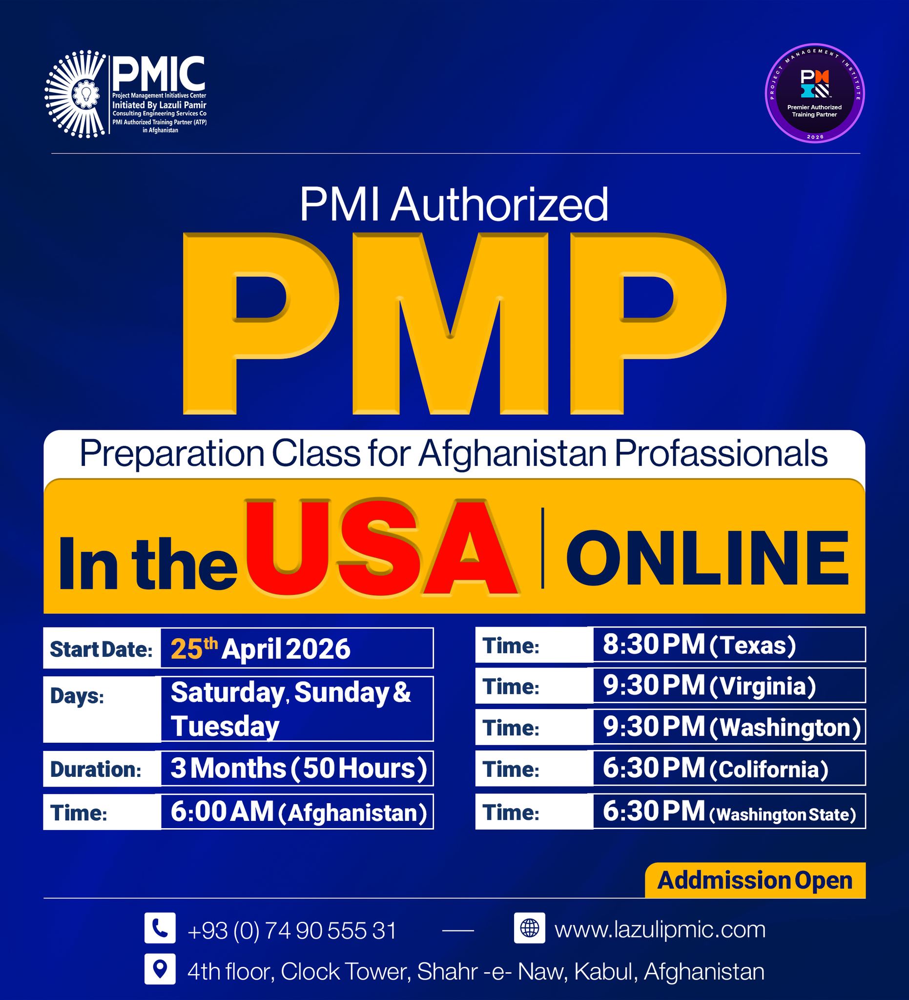 PMP® Online Training for Afghanistan Professionals...